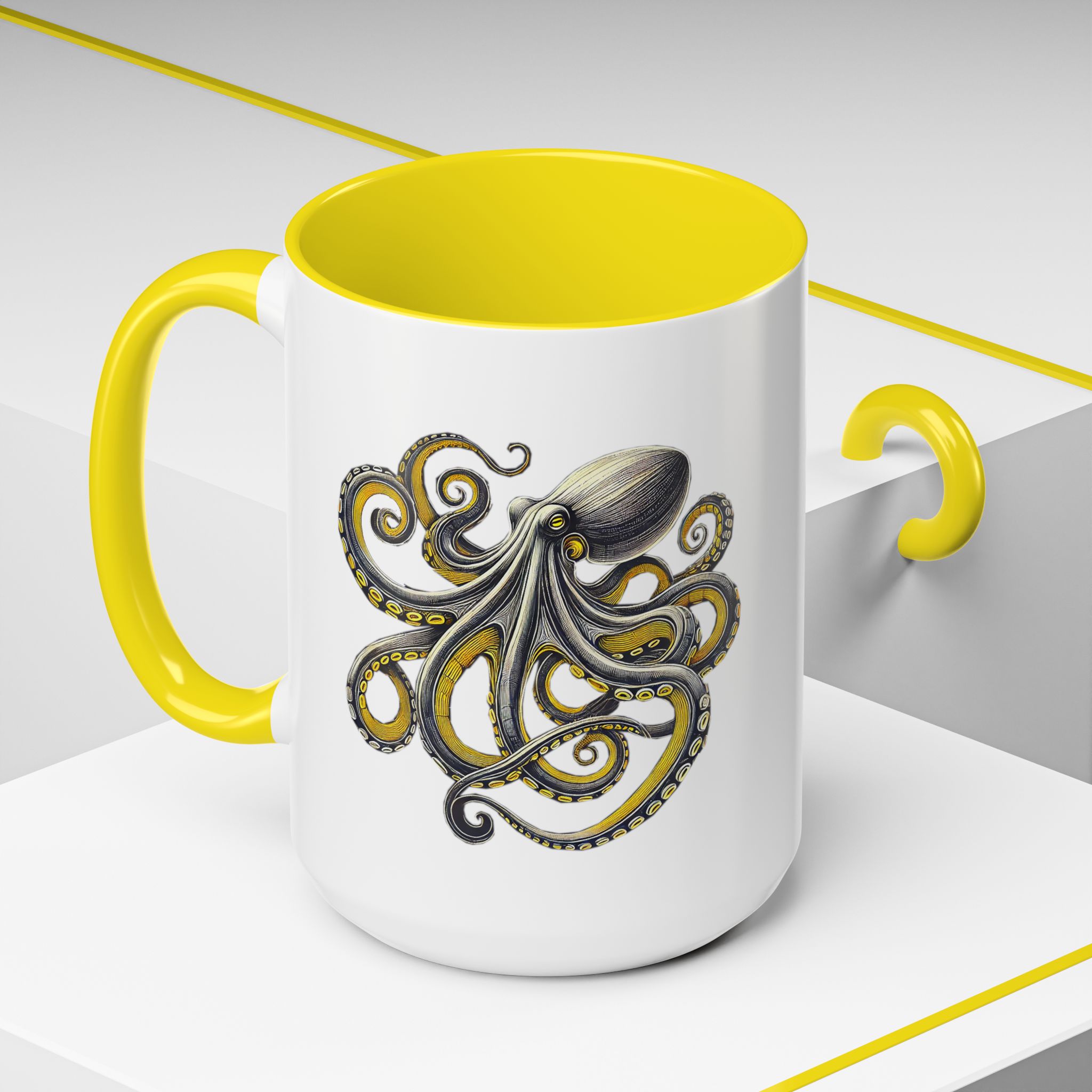 Coffee mug octopus calligraphy gift for her tea cup japan lover unique mug office accessory boho design – Image 64