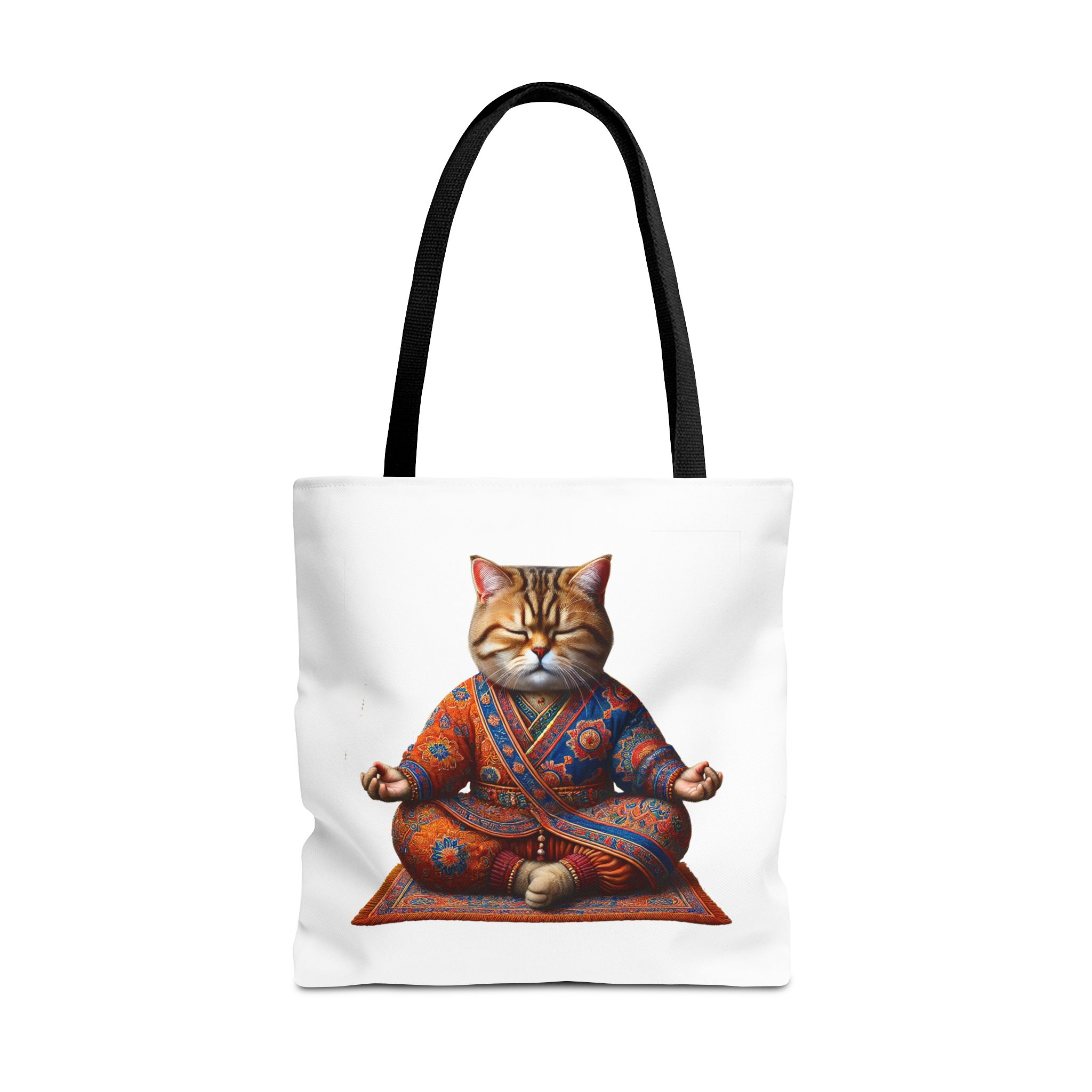 Canvas Tote bag Cat meditation handbag yoga bag vintage buddha mindfulness purse – Image 5