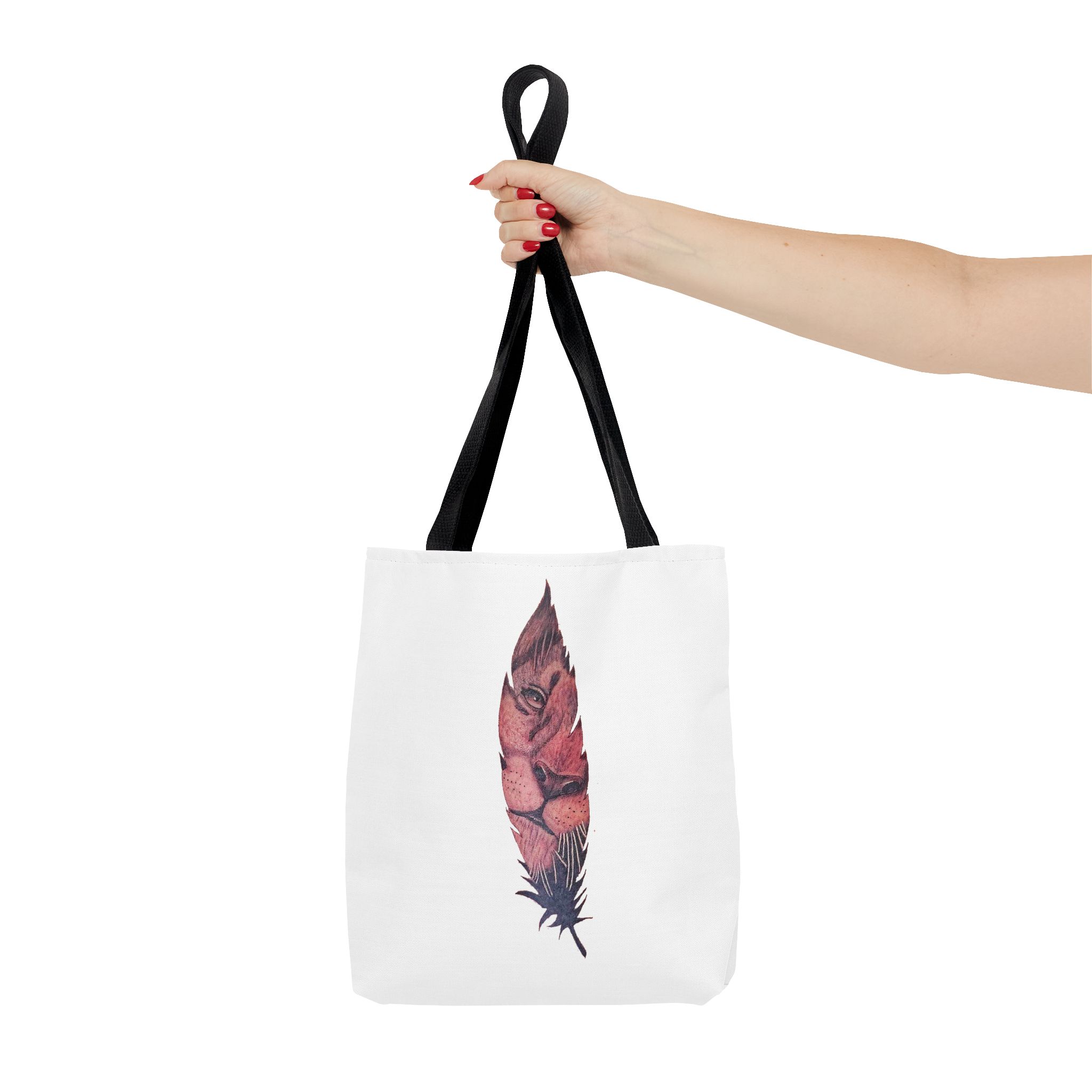 Canvas tote Surrealist Feather cute tote bag Art for the Bold Exclusive Dreamlike Drawing on Premium shoulder bag Lion – Image 2