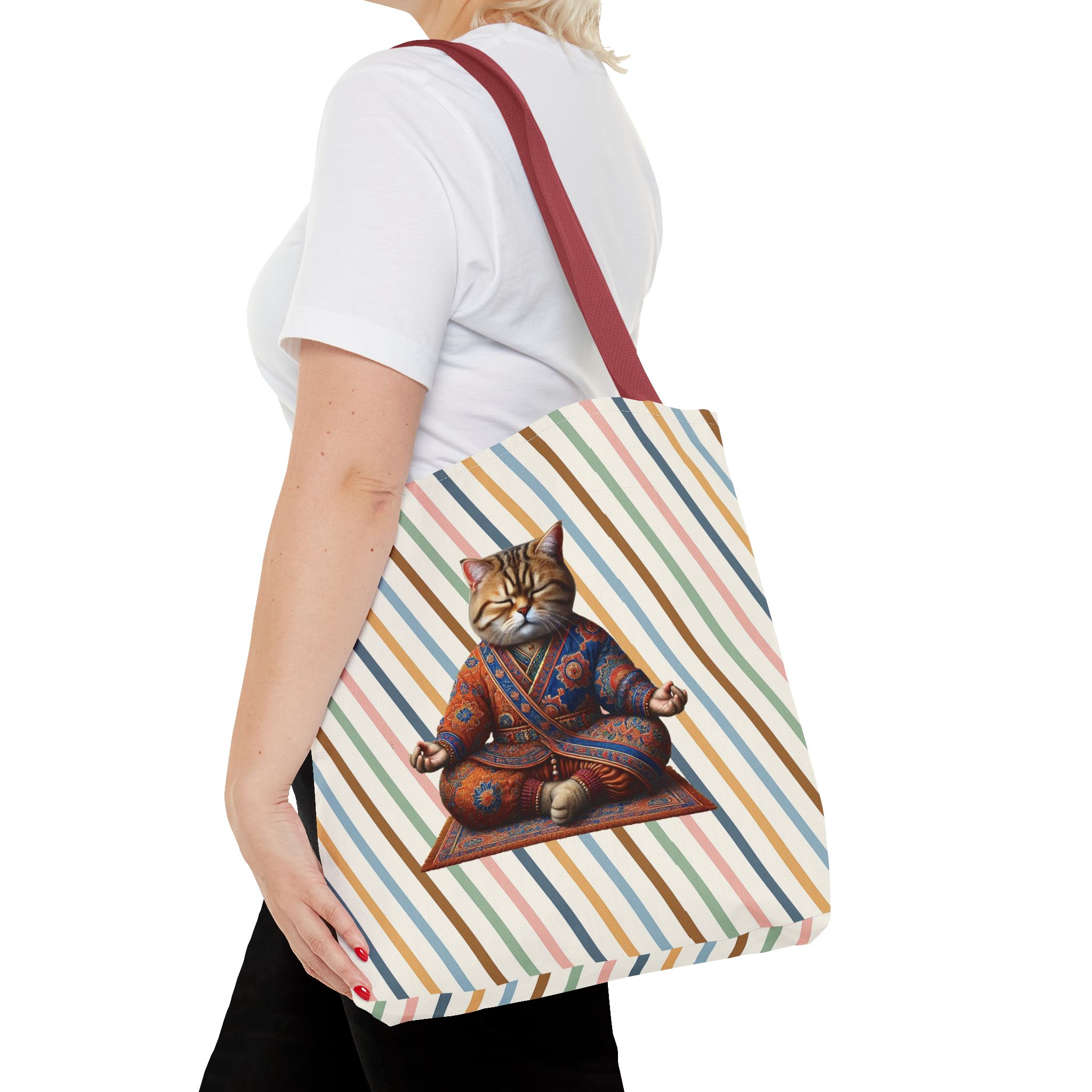 Canvas Tote bag Cat meditation handbag yoga bag vintage buddha mindfulness purse - Image 10