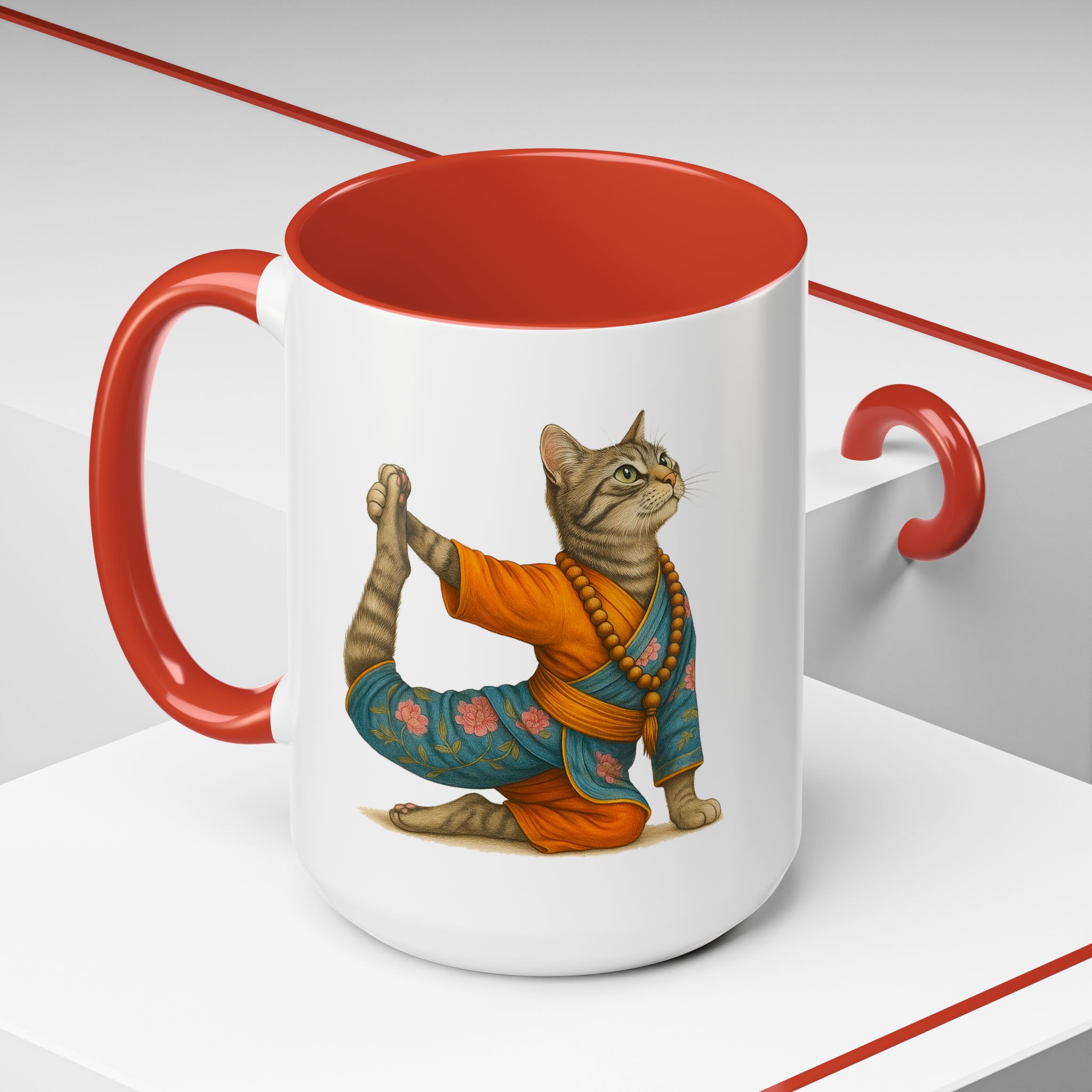 Tea mug Cat lover coffee cup cool gift for her office Mug yoga accessory kitten meditation pet mindfulness print - Image 32