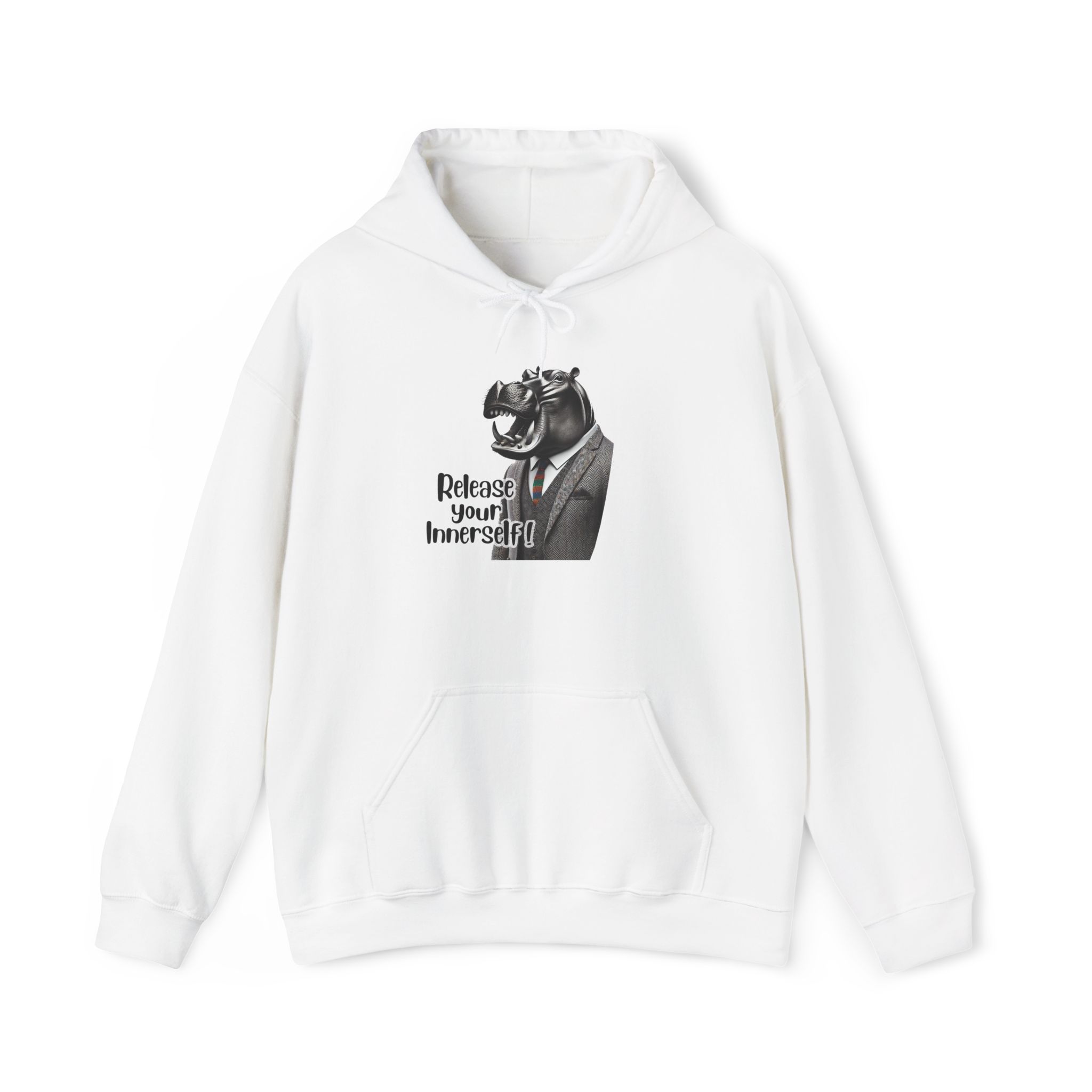 Graphic sweater motivational vintage Hoodie hippopotamus design funny clothing for self confidence boost – Image 4