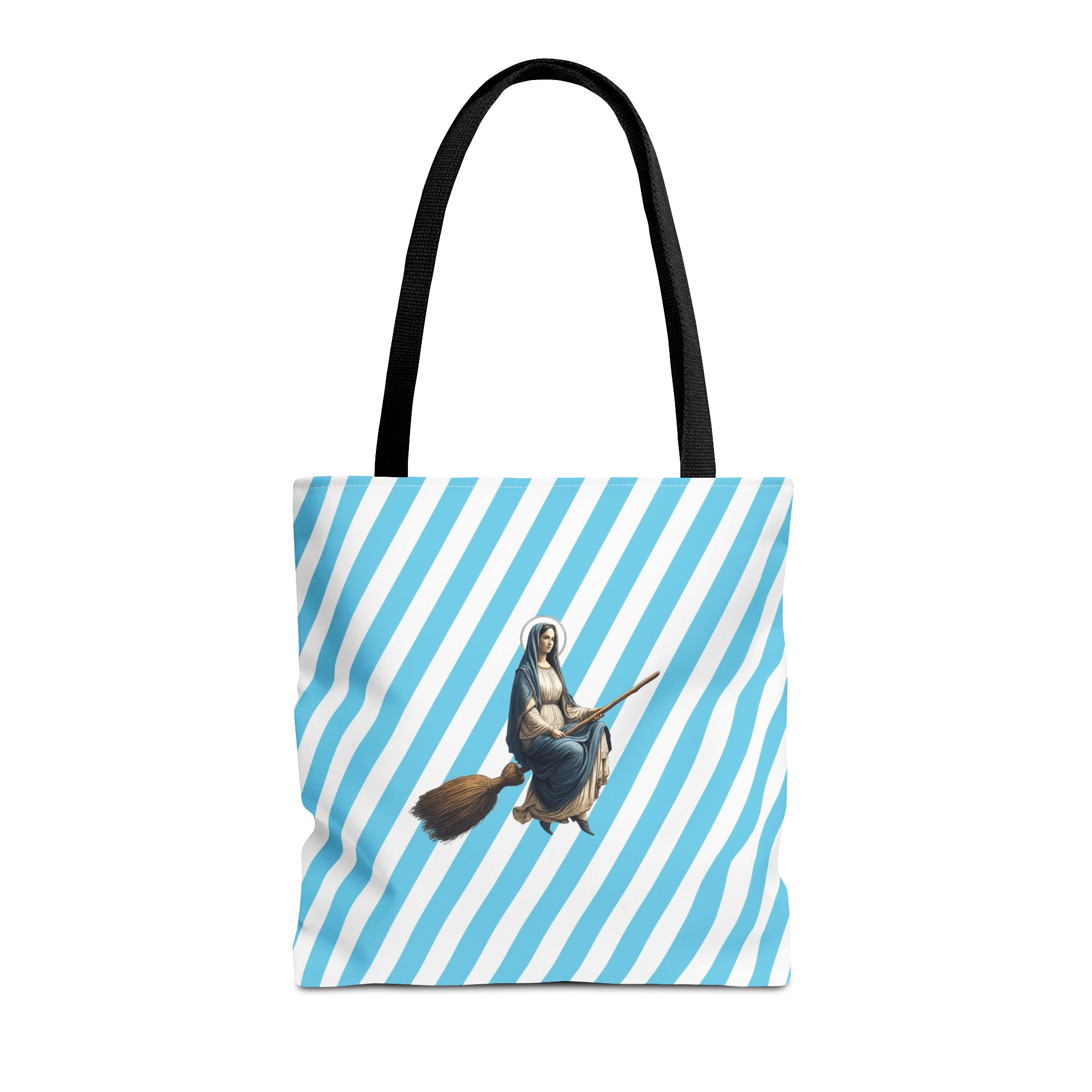 Satiric tote bag Virgin Mary witch broom cute tote bag religious shoulder bag sarcastic premium purse unusual - Image 3