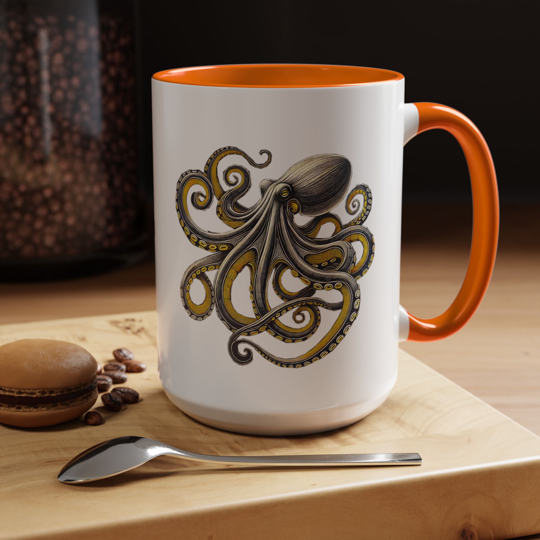 Coffee mug octopus calligraphy gift for her tea cup japan lover unique mug office accessory boho design – Image 55