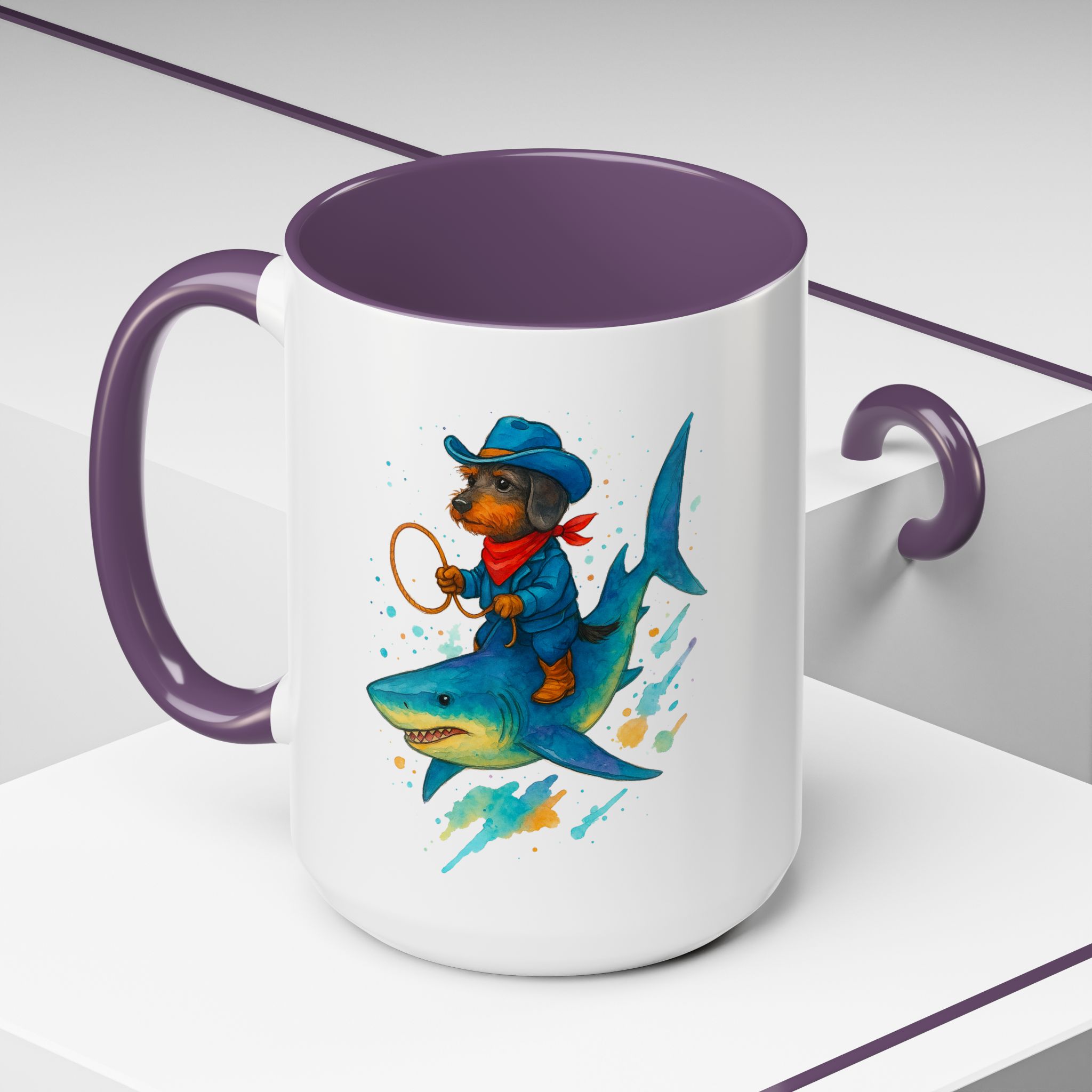 Funny Mug coffee lover Cowboy gift for him tea cup unique riding a shark mug office accessory shark design cowboy - Image 60