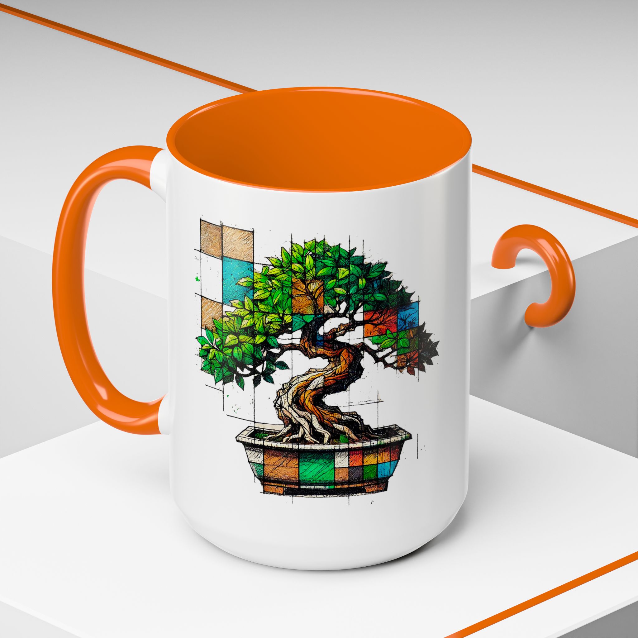 Bonsai mug zen nature style with original graphic pattern and cozy touch - Imagen 56