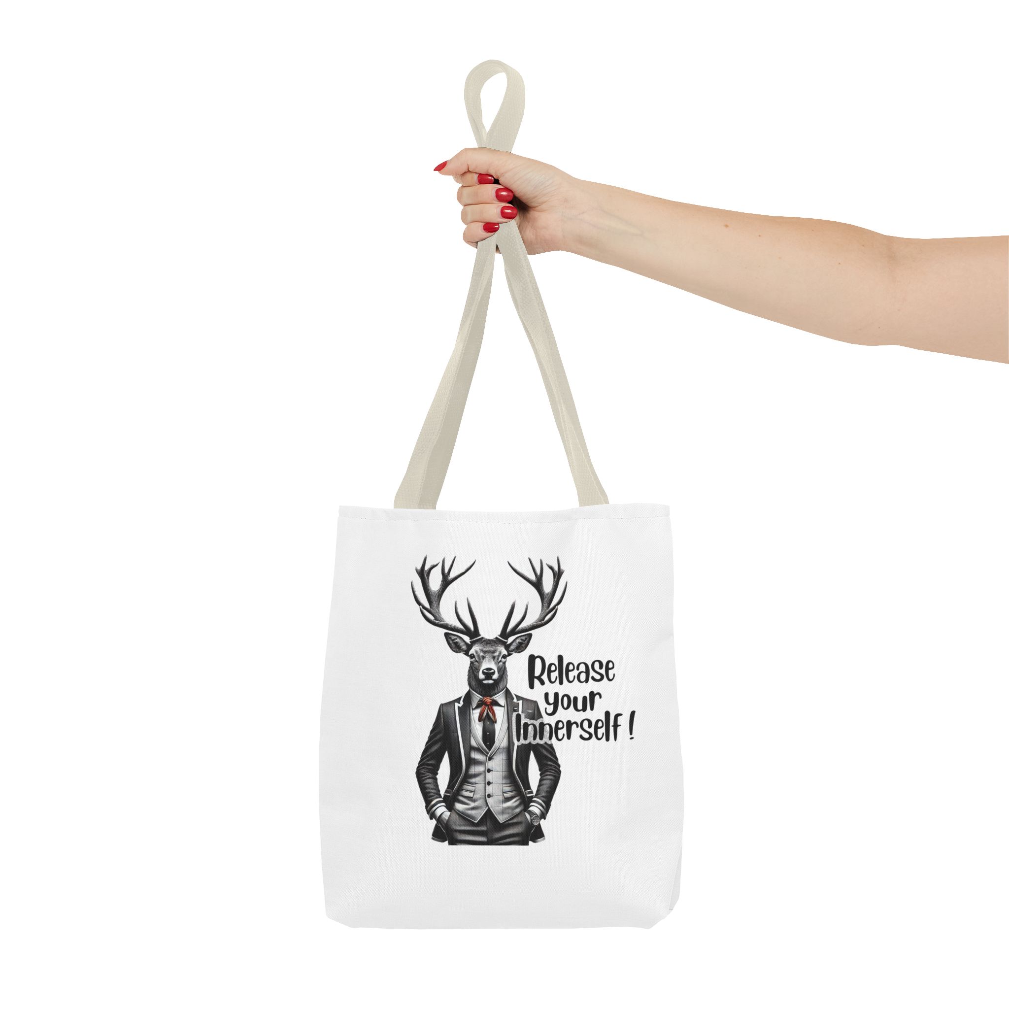 Canvas tote bag Motivational funny tote bag cool vintage bag deer design cute tote bag for self confidence shoulder bag – Image 20