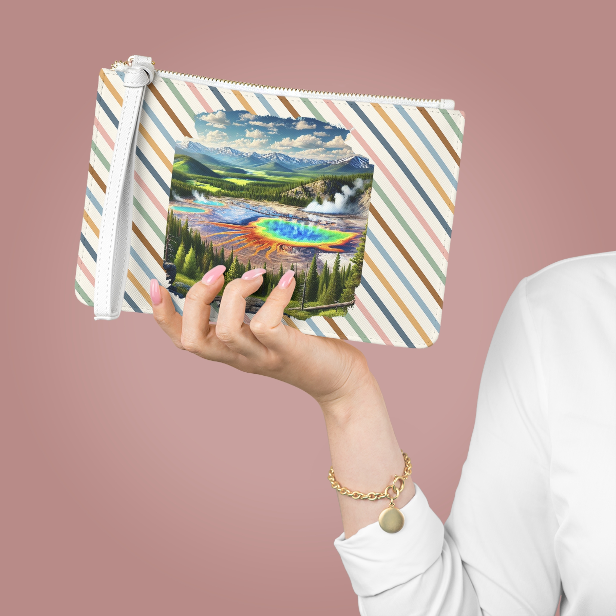 Vintage evening bag landscape yellow stone clutch bag nature USA clothing gift purse unique Handbag