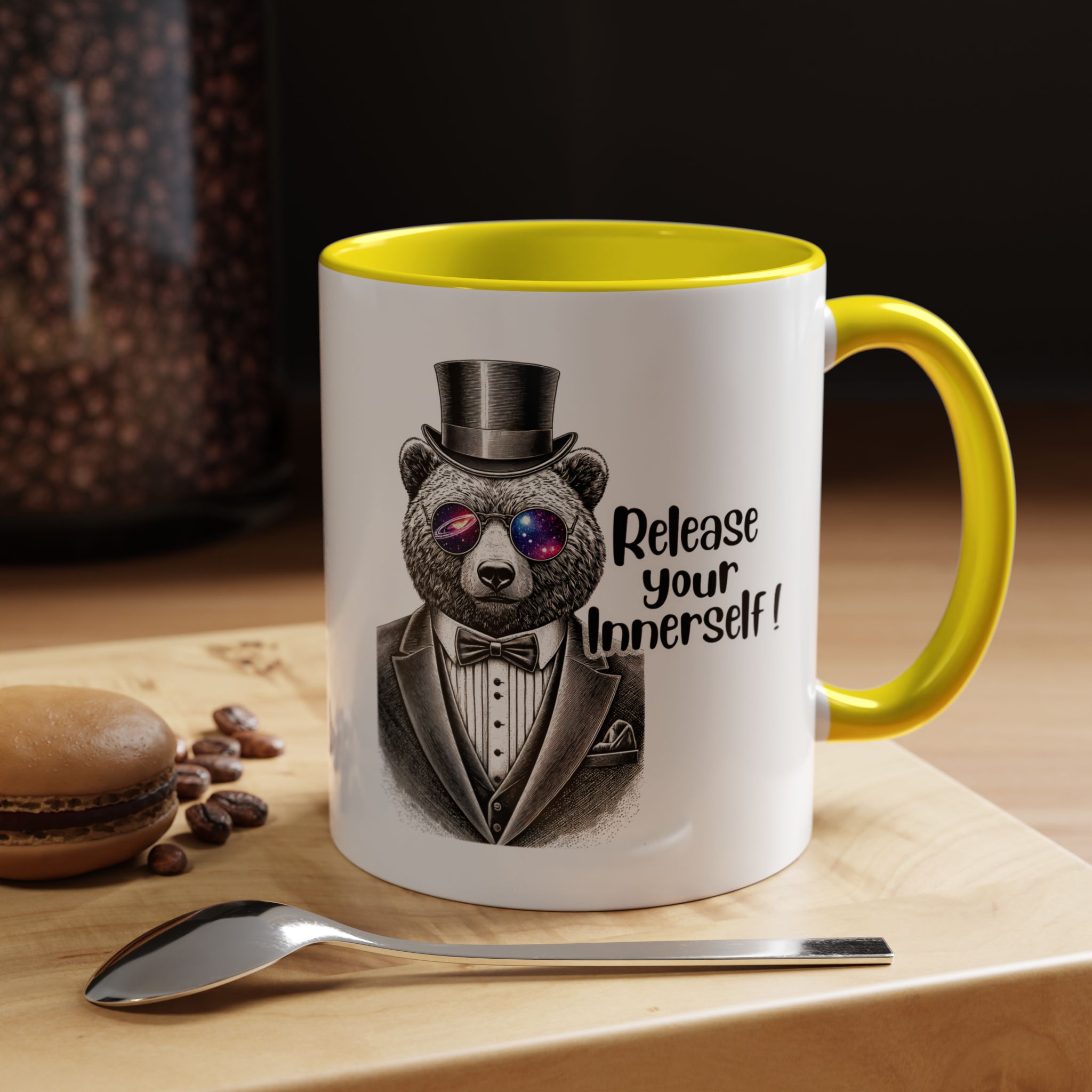 Funny mug boho motivational gift for her cute cup tea lover cool funny mug office accessory self confidence design bear - Image 51