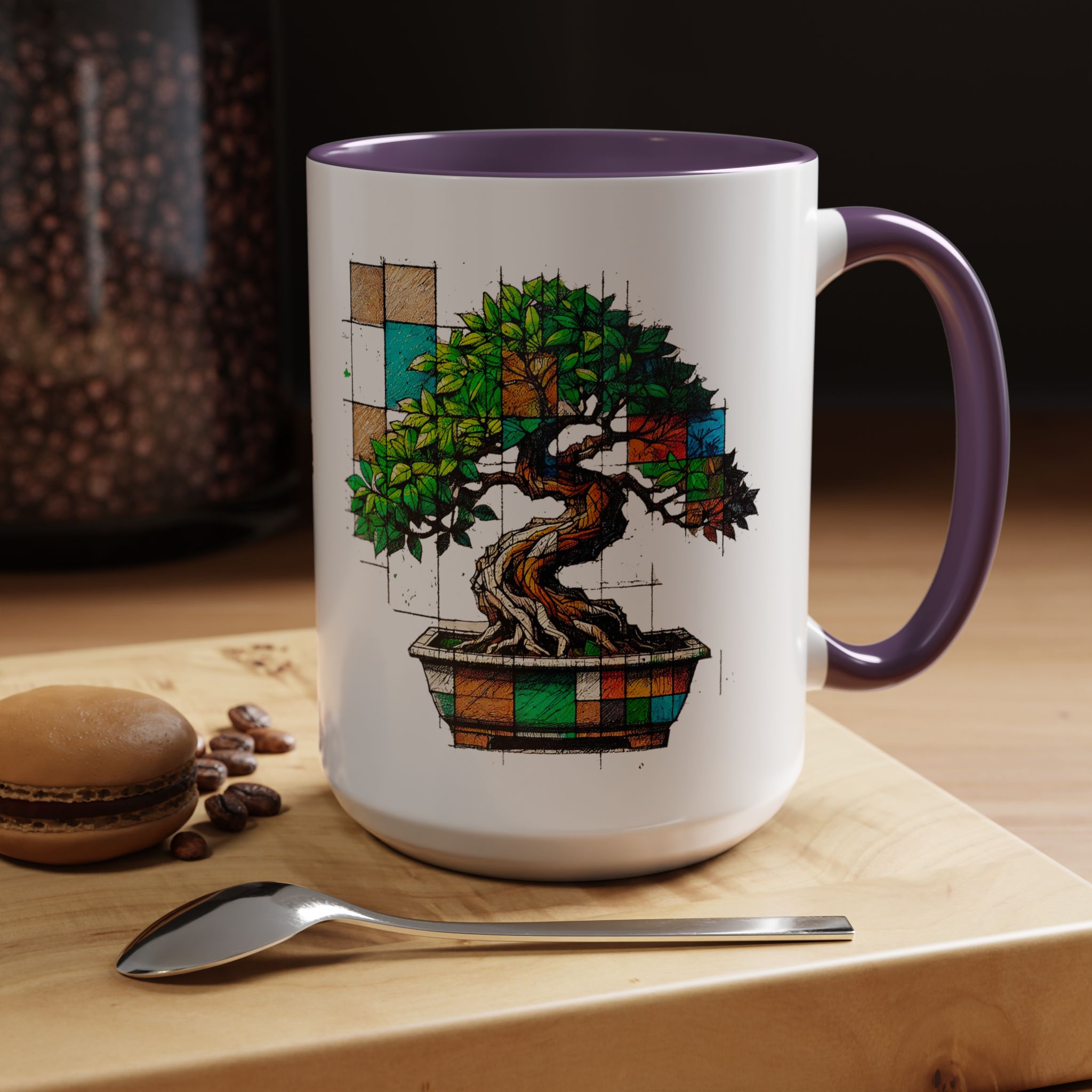 Bonsai mug zen nature style with original graphic pattern and cozy touch - Imagen 59
