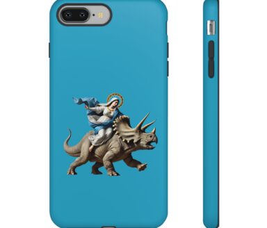 Triceratops Phone Case with Saint Figure