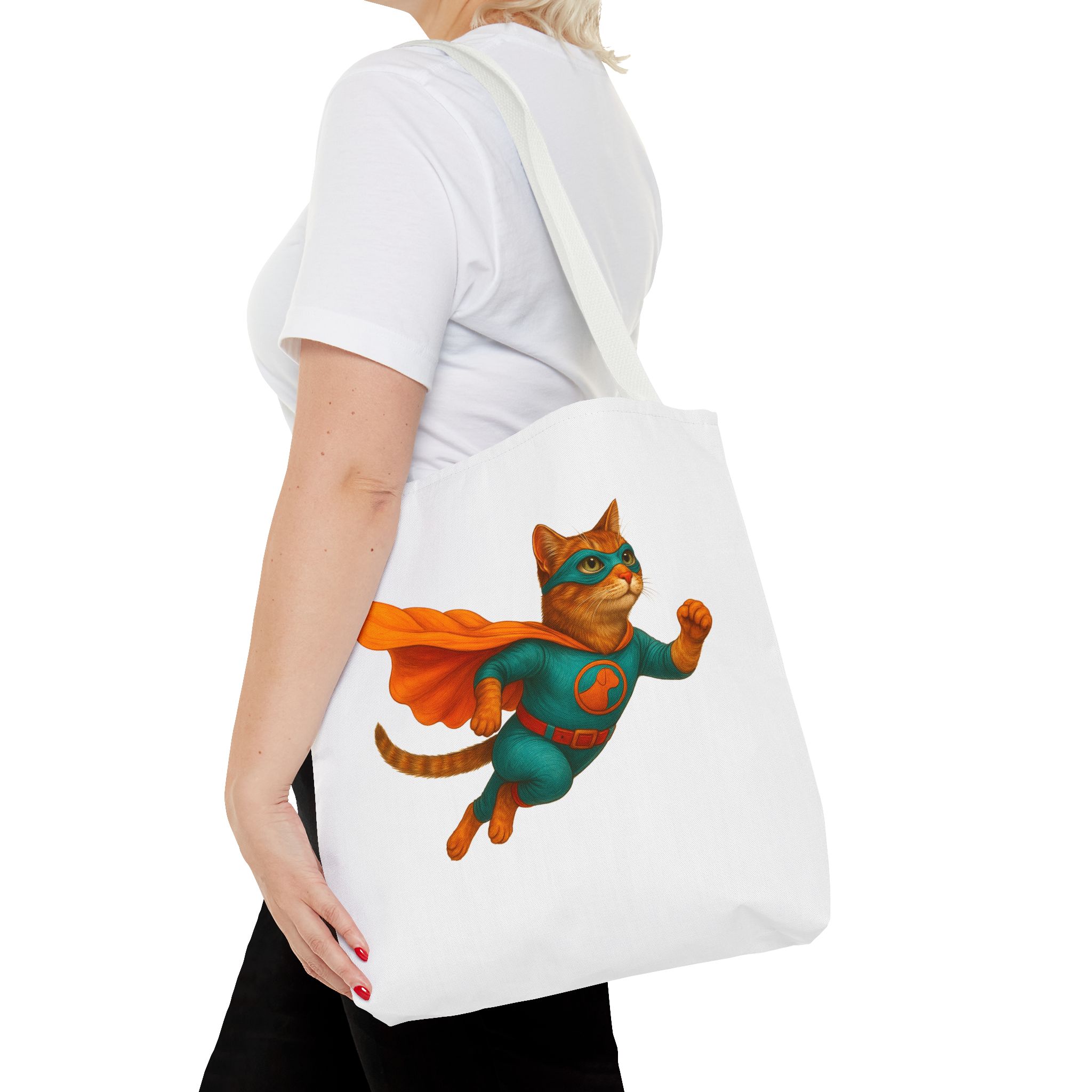 superhero tote bag cat canvas tote bag funny handbag fantasy purse kitten lover cool cat shoulder bag – Image 16