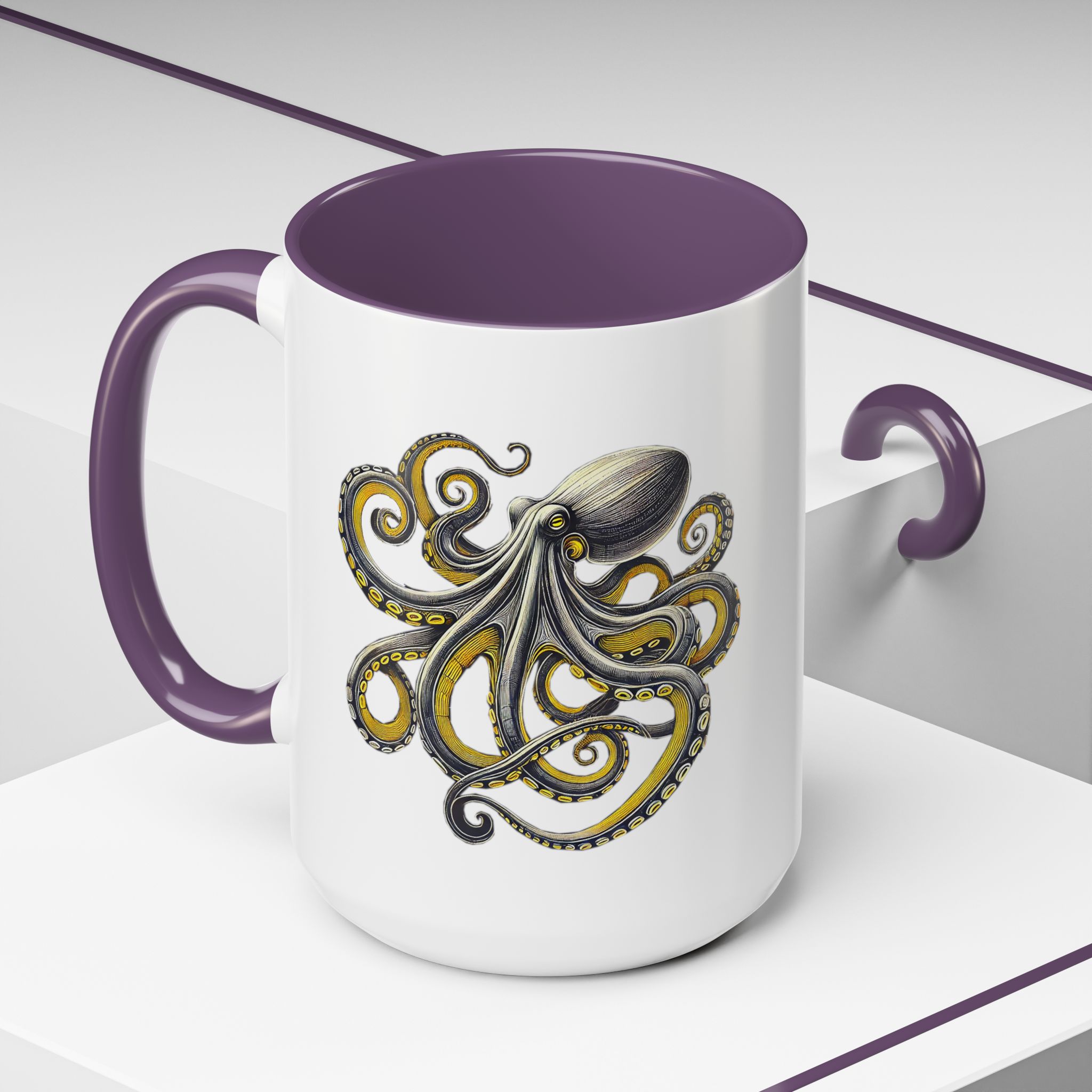 Coffee mug octopus calligraphy gift for her tea cup japan lover unique mug office accessory boho design – Image 60