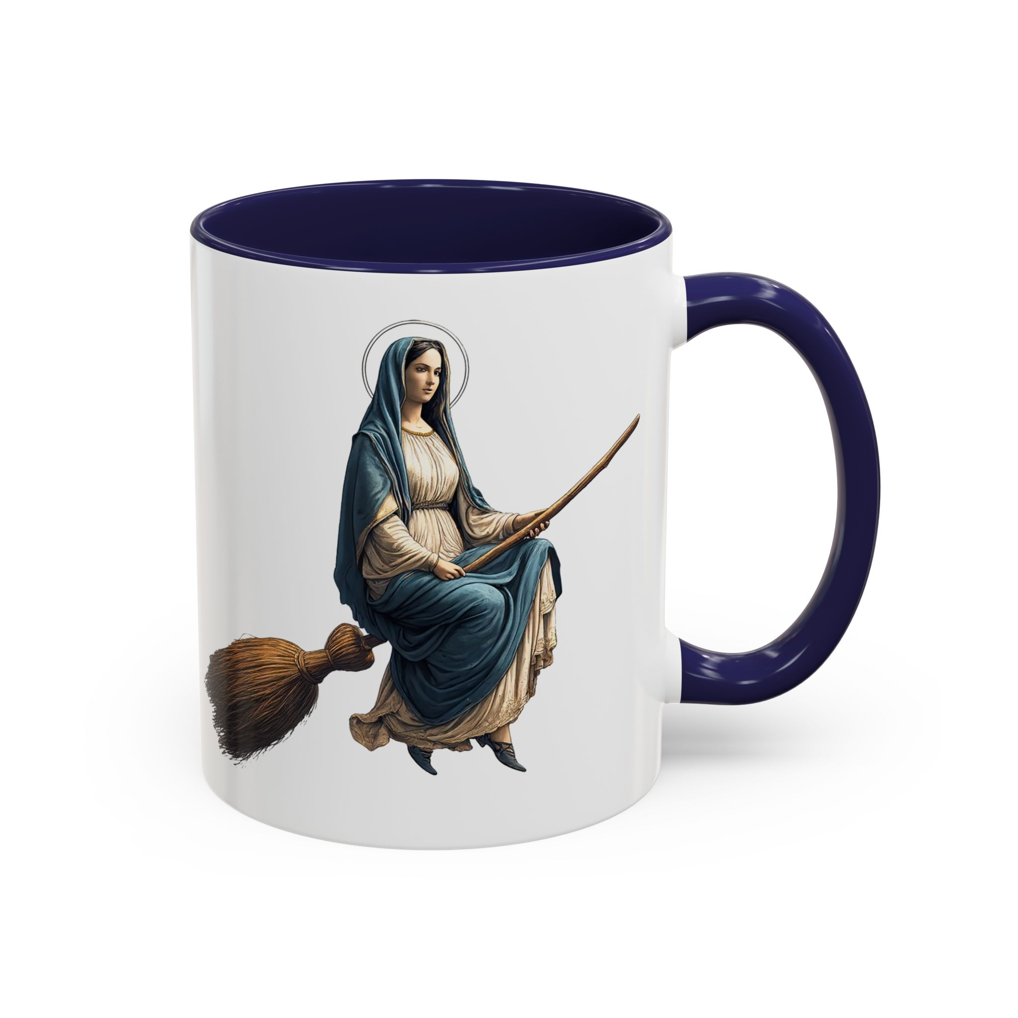 Funny Mug coffee lover gift for her Virgin Mary witch broom Sarcastic mug office accessory tea cup religious design unique - Image 9