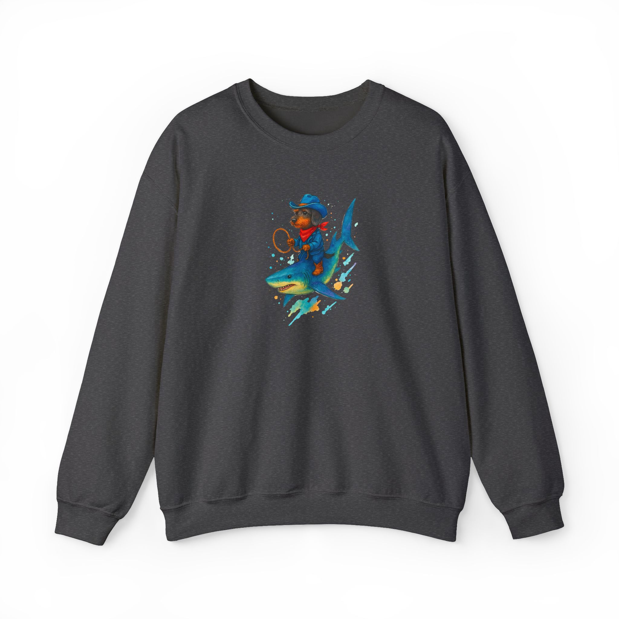 Cowboy sweatshirt – Shark sweater – Funny Dog sweatshirt cowboy print - Image 18