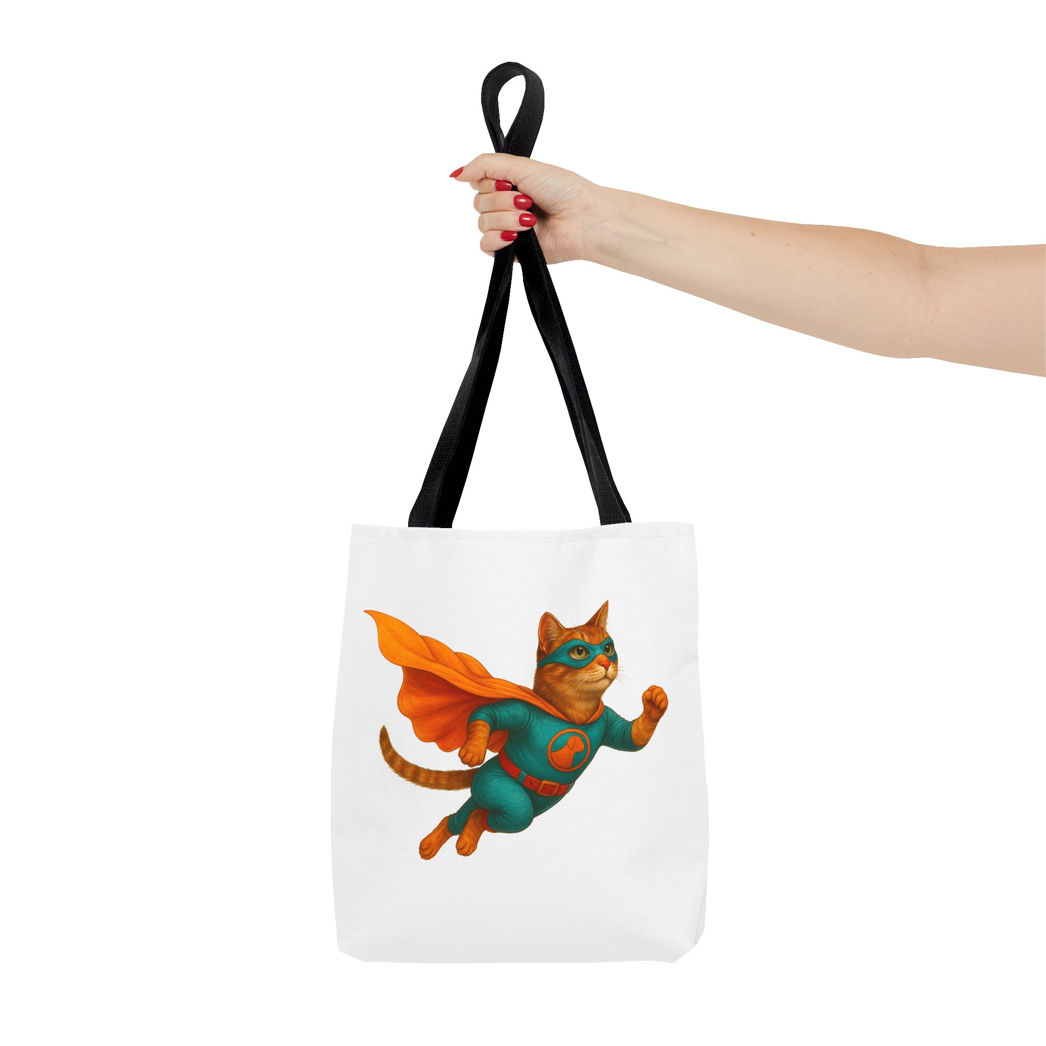 superhero tote bag cat canvas tote bag funny handbag fantasy purse kitten lover cool cat shoulder bag – Image 2
