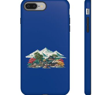 Blue Phone Case with Mountain Design