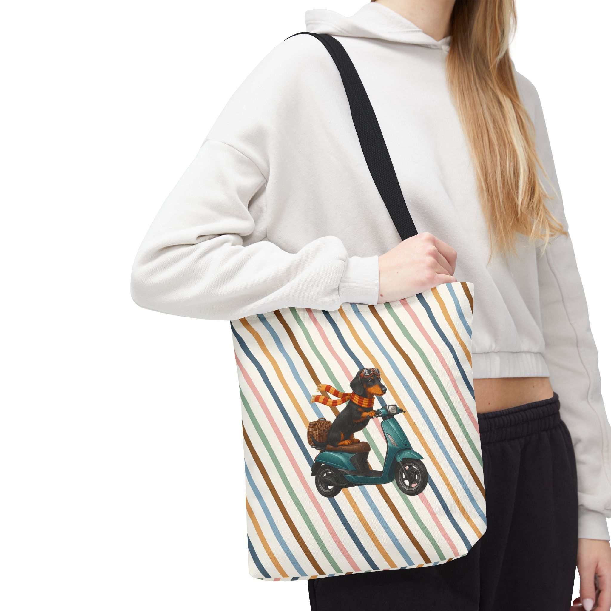 Dachshund canvas tote bag scooter funny shoulder bag dog cute tote bag cool gift for her pet lover purse puppy print cool handbag - Image 2