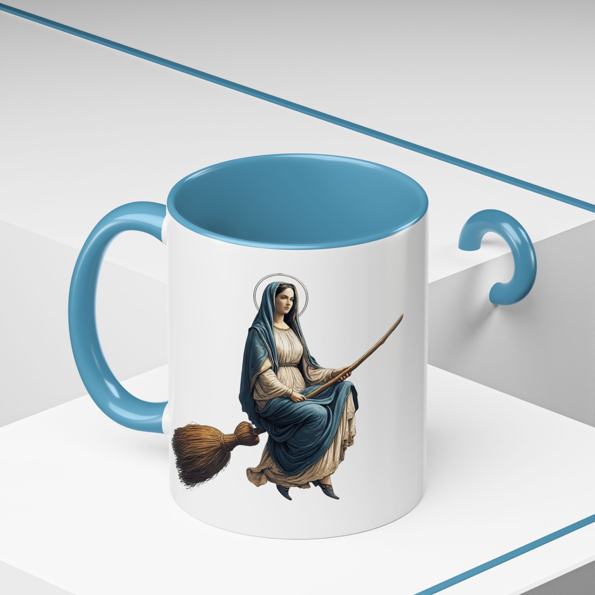 Funny Mug coffee lover gift for her Virgin Mary witch broom Sarcastic mug office accessory tea cup religious design unique - Image 4