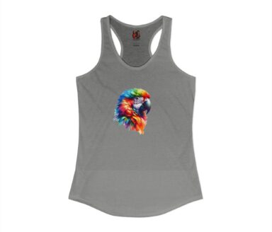 Gray Tank Top with Colorful Parrot Design