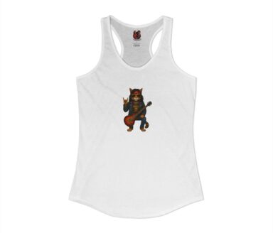 Graphic Tank Top with Rock Cat Design