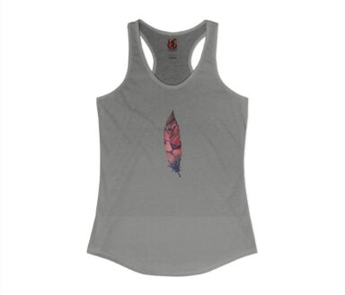 Gray Tank Top with Feather Design